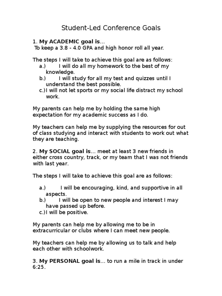 Student Goal Setting Guide | PDF | Homework | Educational Psychology