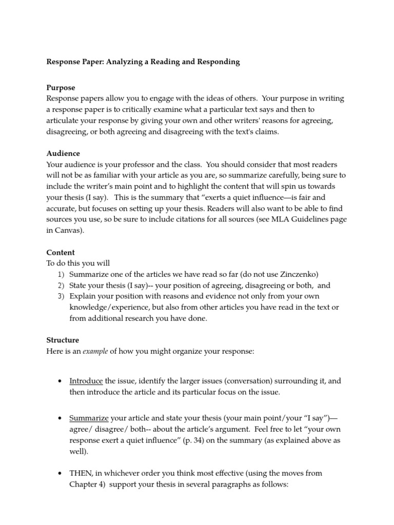 response paper Thesis Citation