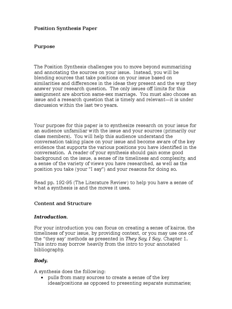 Synthesis of related literature example picture