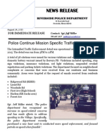 News Release: Police Continue Mission Specific Traffic Enforcement