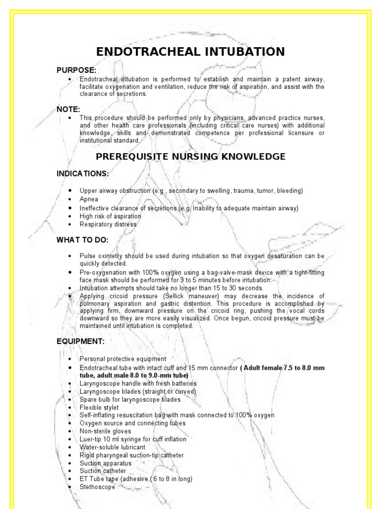 Endotracheal Intubation PDF Medical Procedures Clinical Medicine