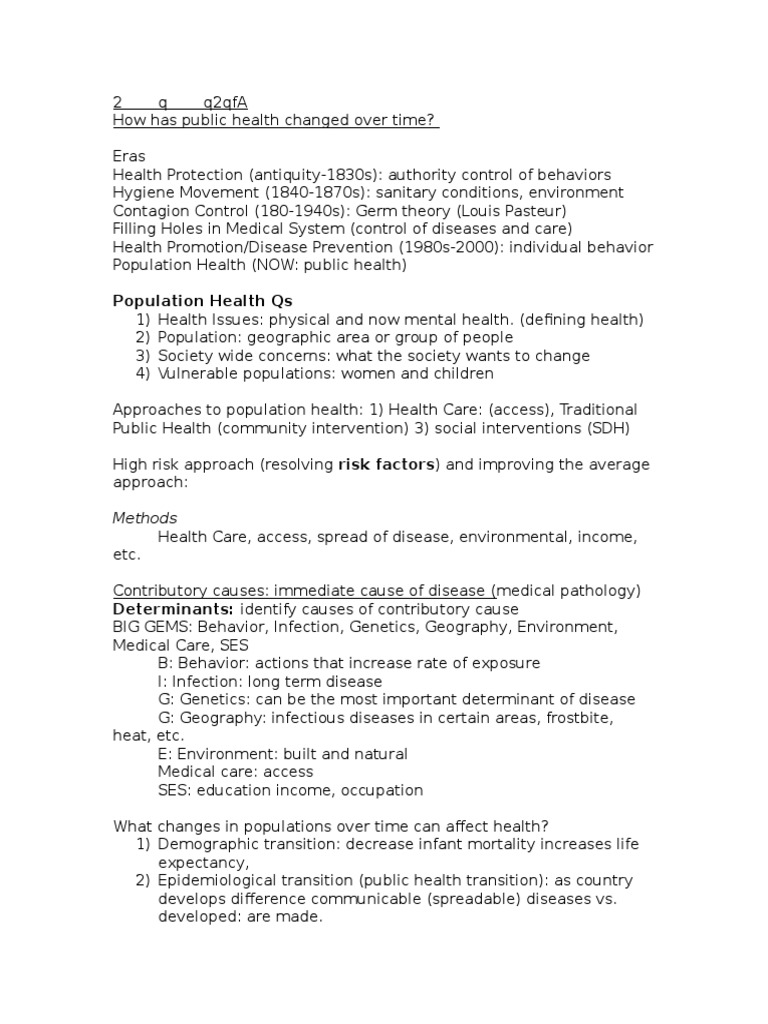 Public Health Notes | PDF | Socioeconomic Status | Health Care