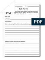 Fourth Grade Book Report Format