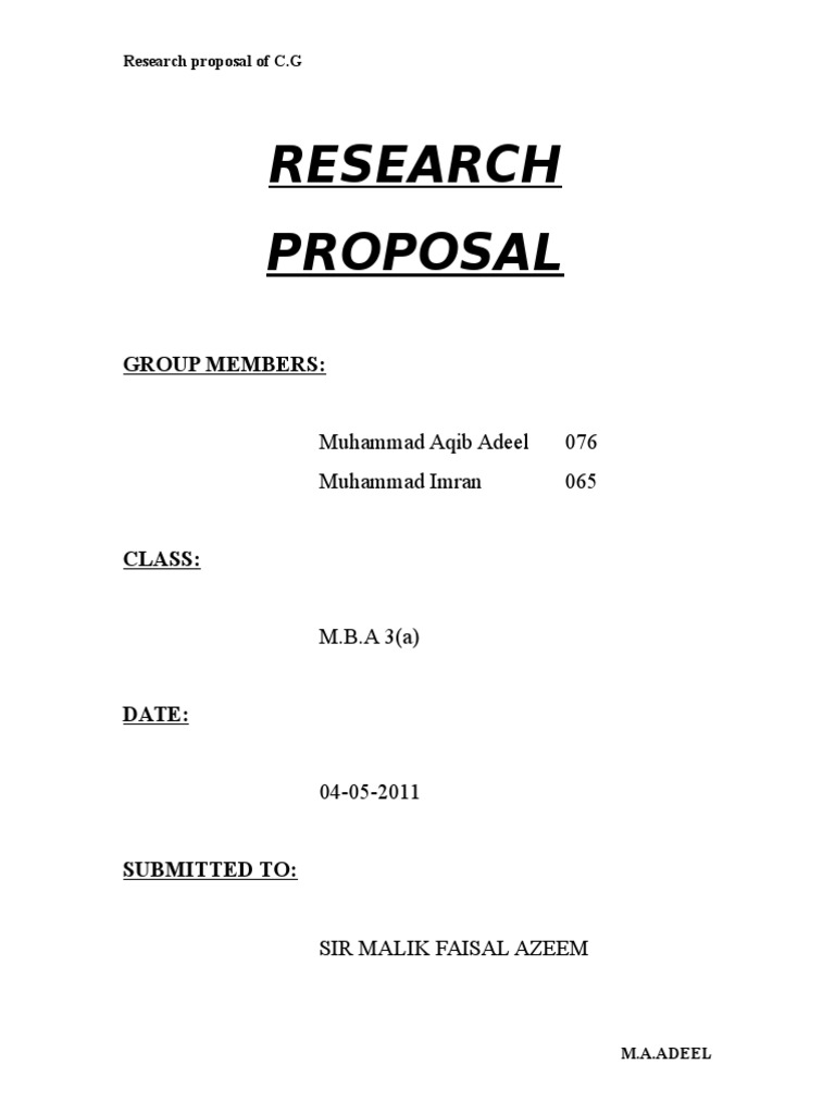 research proposal finance