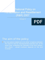 The National Policy On Rehabilitation and Resettlement (