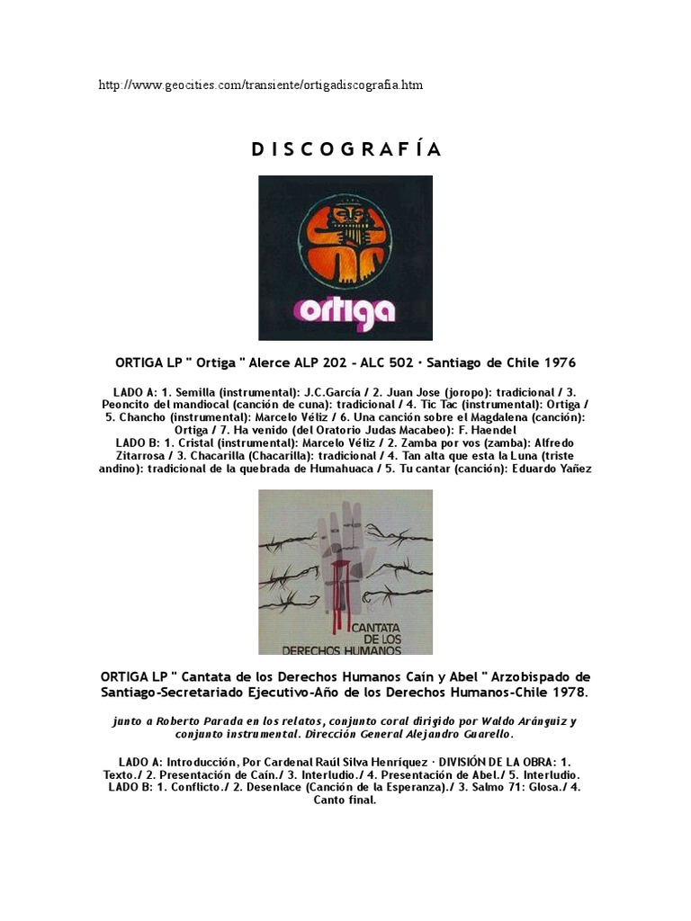 Discografía del grupo musical Ortiga | PDF | Personas | Ocio