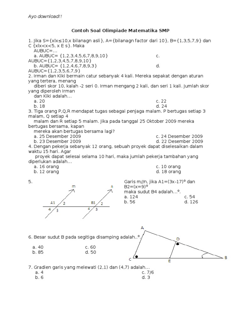 Soal Osn Matematika Smp Materi Spldv Dan Pembahasannya