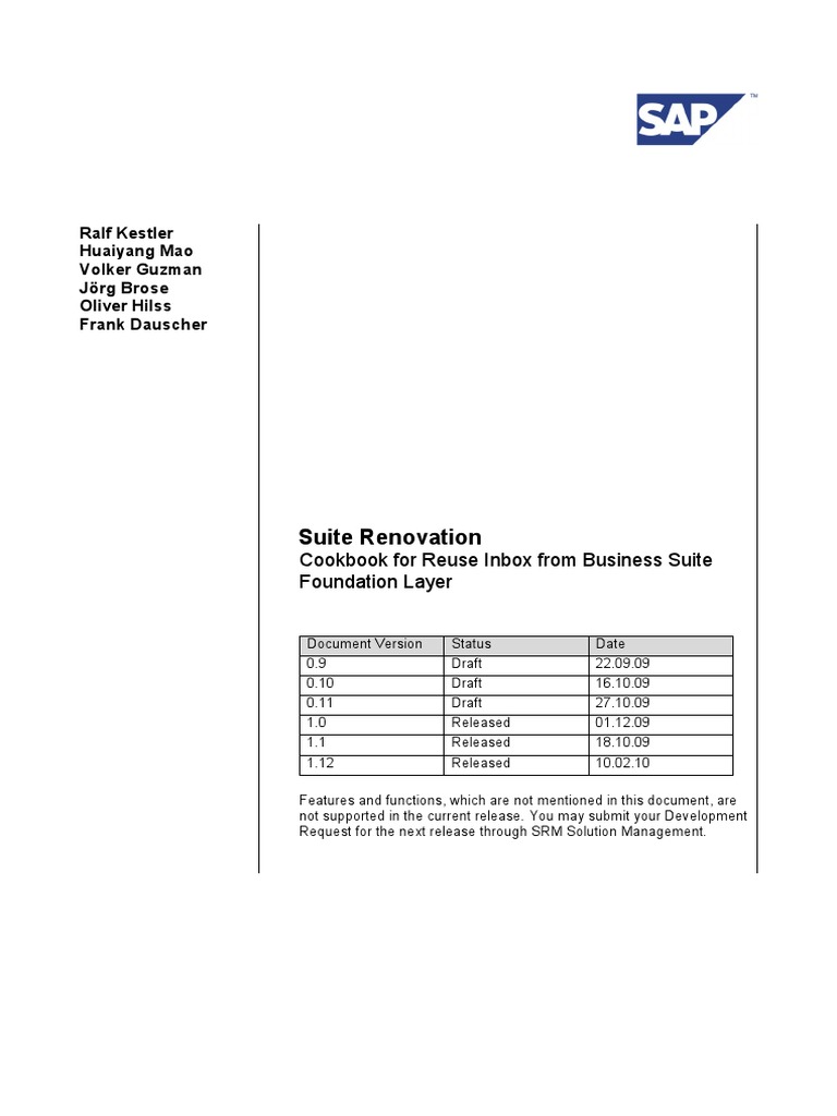 SAP Cookbook For Reuse Inbox From Business Suitee+Inbox+Cookbook ...
