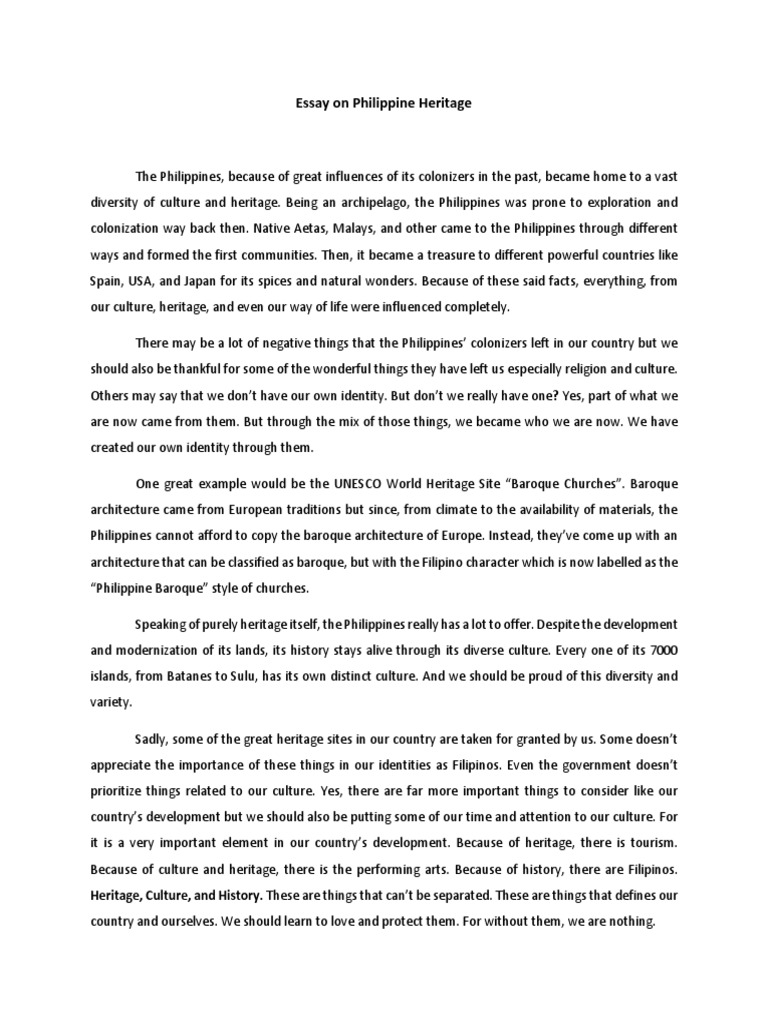 Essay On Philippine Heritage PDF Philippines Multiculturalism