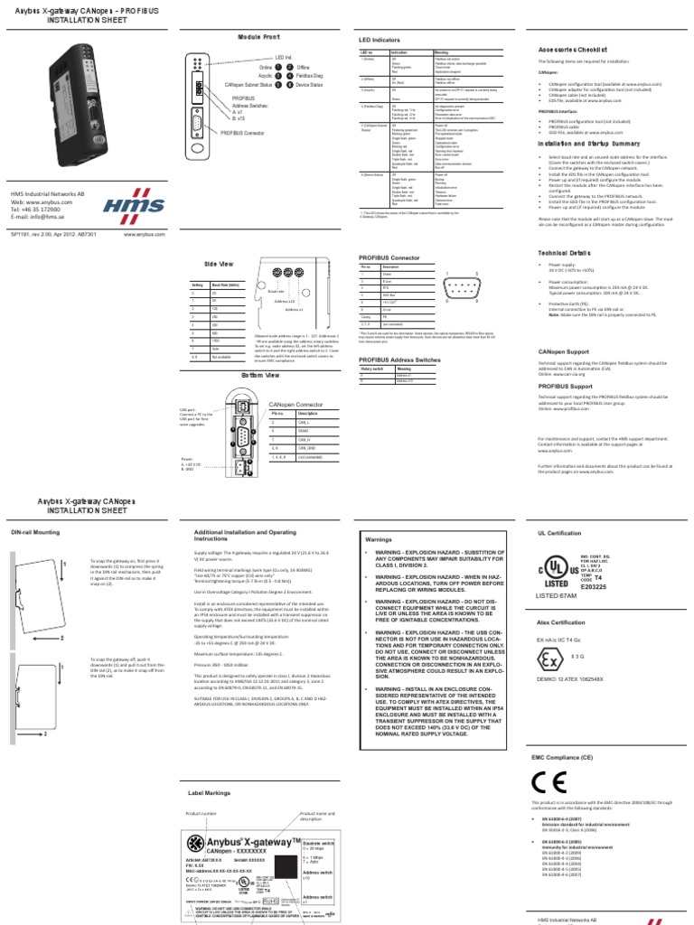Installation and Operating Instructions for the Anybus X-gateway ...