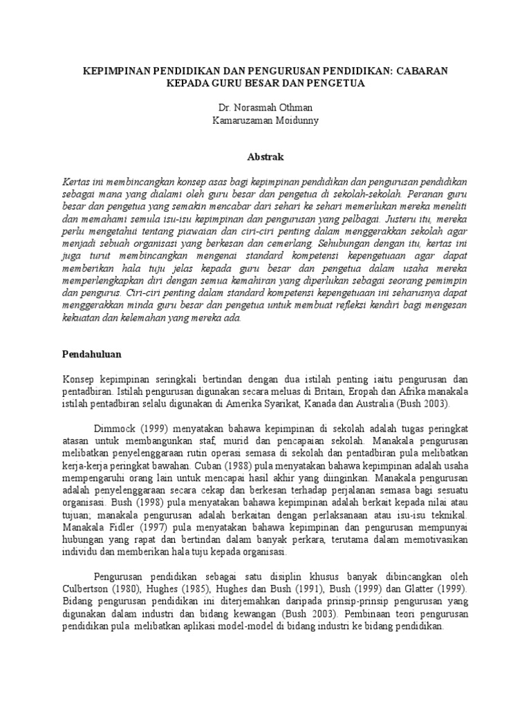 Kepimpinan Pendidikan Dan Pengurusan Pendidikan Pdf