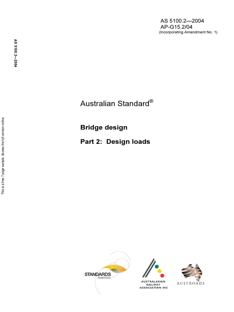 2004, AS5100.2 Design Loads, Australian Bridge Design Code Download