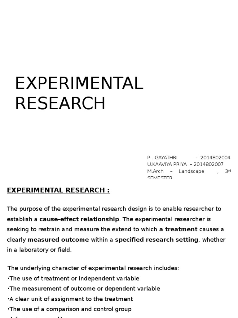 Experimental Research Methodology | Pdf | Experiment | Causality