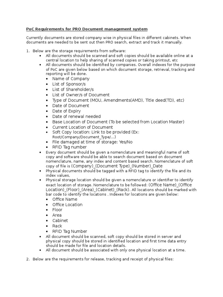 PoC Document Management System Requirements | PDF | Radio Frequency ...