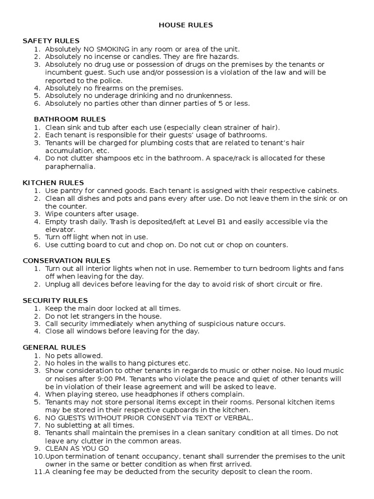 house rules for condo units | pdf | lease | leasehold estate