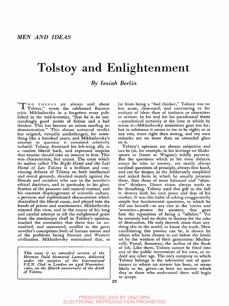 Tolstoi e o Iluminismo PDF Leo Tolstoy Jean Jacques Rousseau