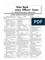 State Bank Probationary Officers' Exam: October 2008 Question Papers (Fully Solved)