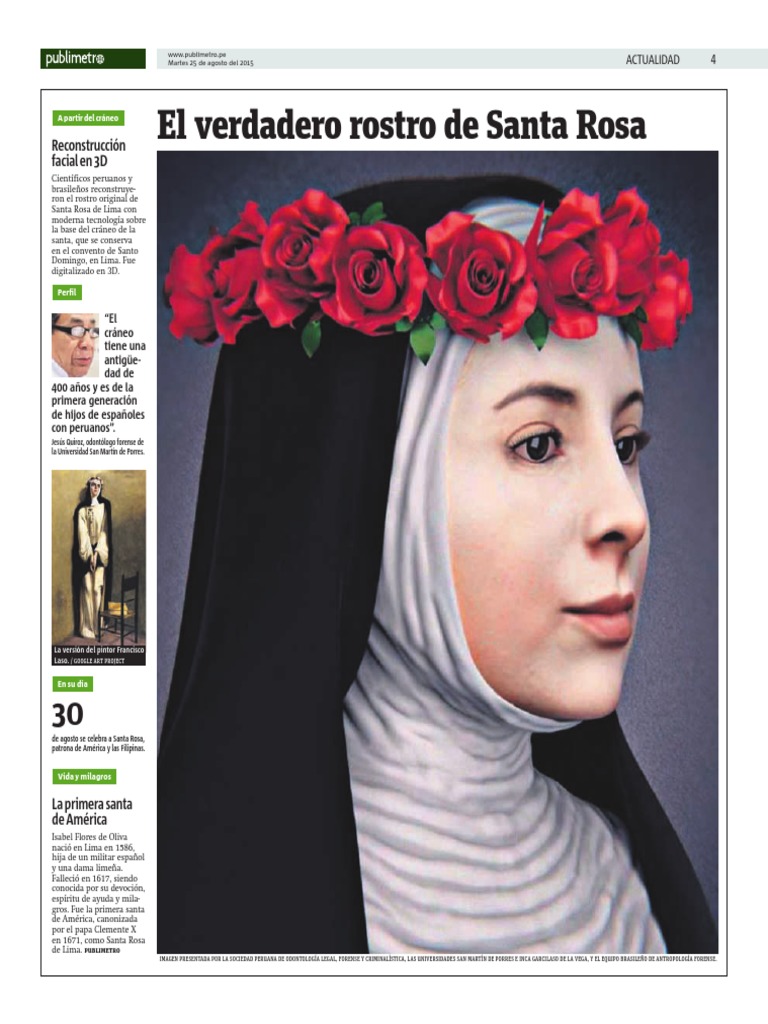 El Verdadero Rostro de Santa Rosa de Lima | PDF | Historia | Religión y  espiritualidad, image size:768x1024