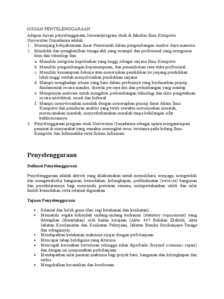 Tujuan Penyelenggaraan Pdf
