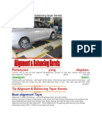 Tip Alignment Dan Balancing Tayar Kereta