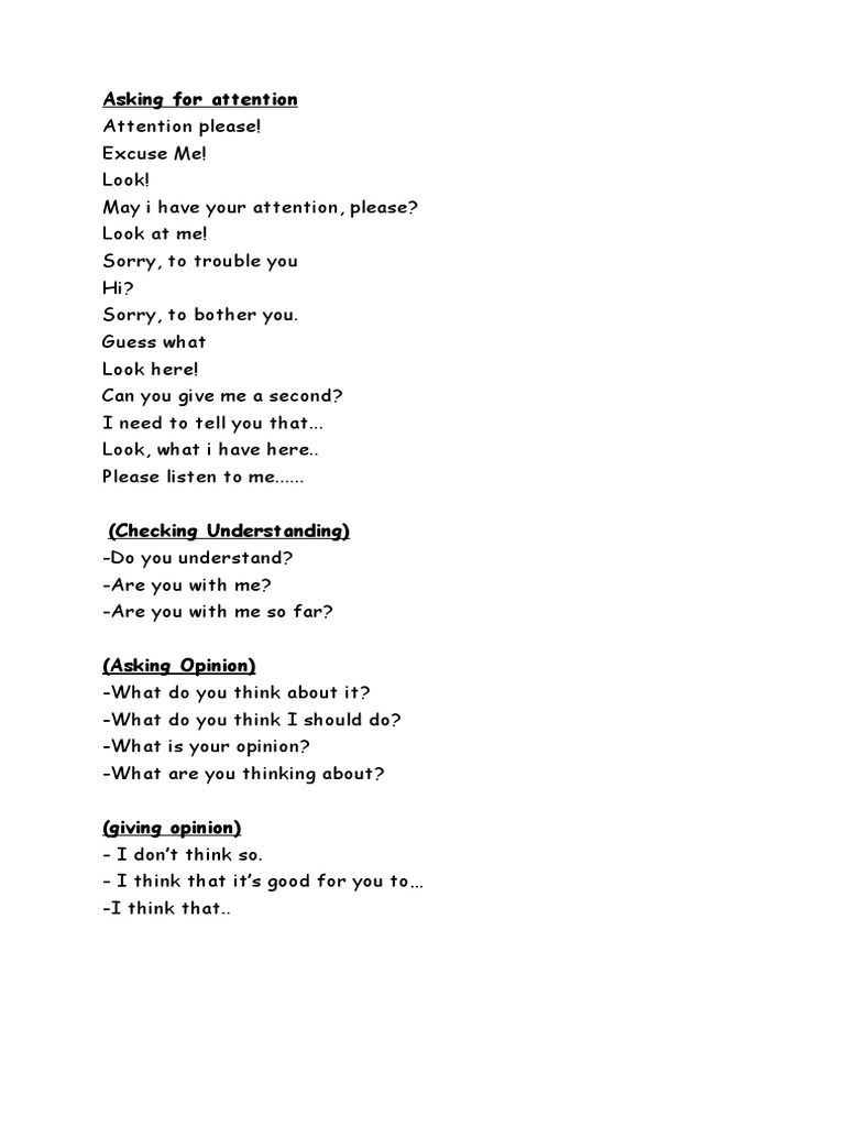 Asking For Attention