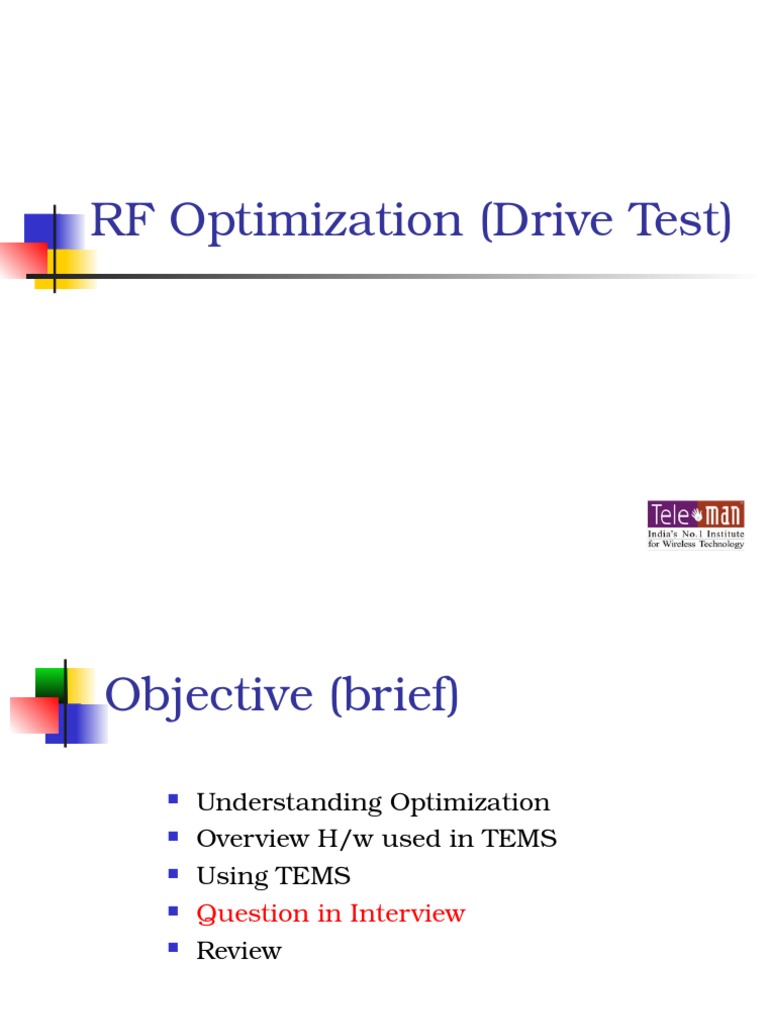 RF Optimization (Drive Test) PDF Electrical Engineering