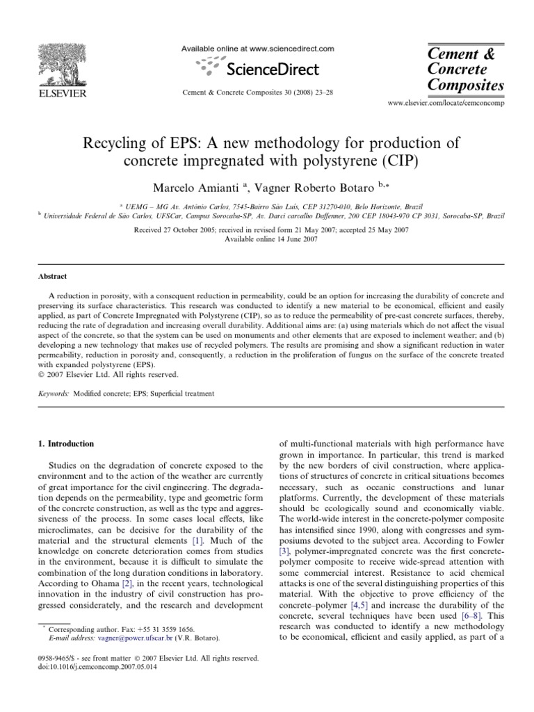 Concrete Durability with Recycled EPS | PDF | Polystyrene | Polymers