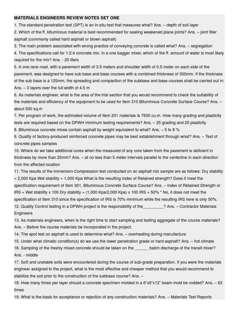 Materials Engineers Review Notes Sets | PDF