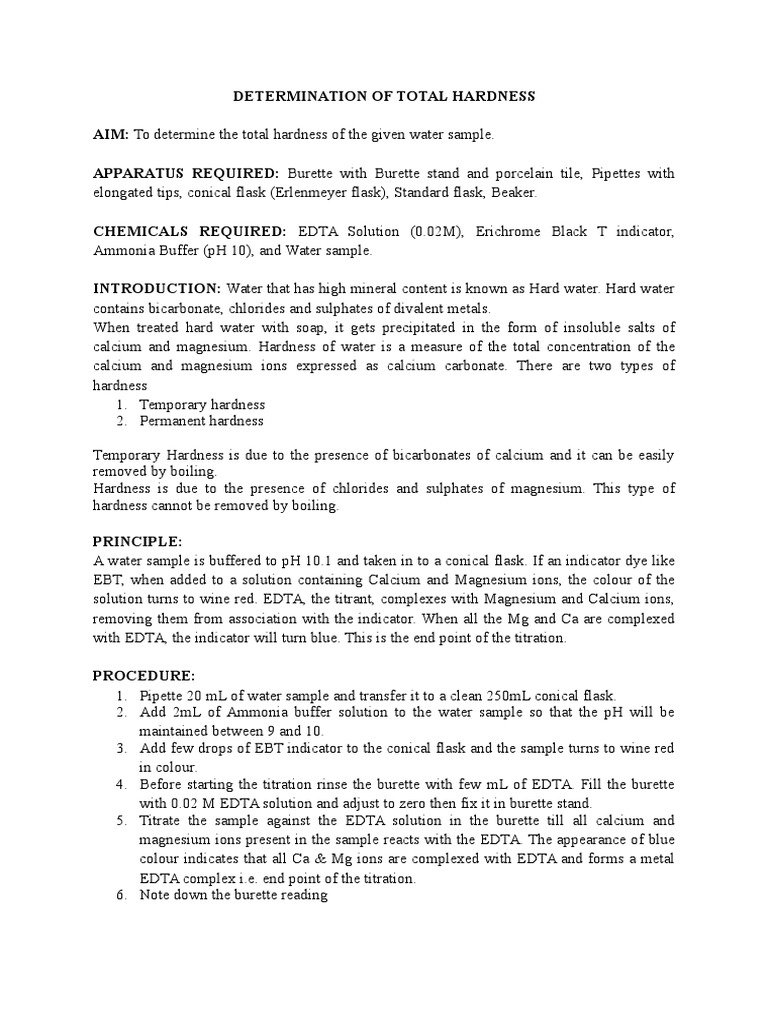 Determination of Total Hardness | PDF | Science & Mathematics