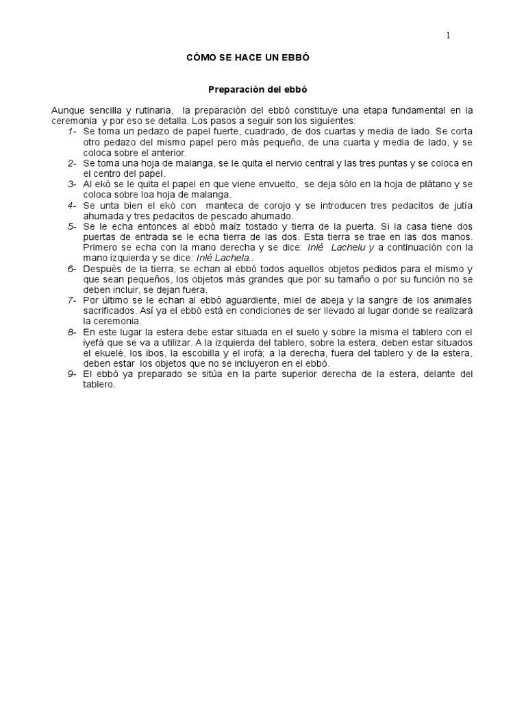 Cómo preparar un ebbó correctamente | PDF | Artes del Lenguaje y ...