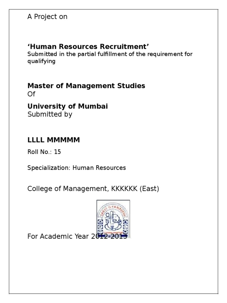 HR Summer Internship Project Recruitment Competence (Human Resources)