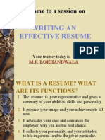 Writing and Effective Resume