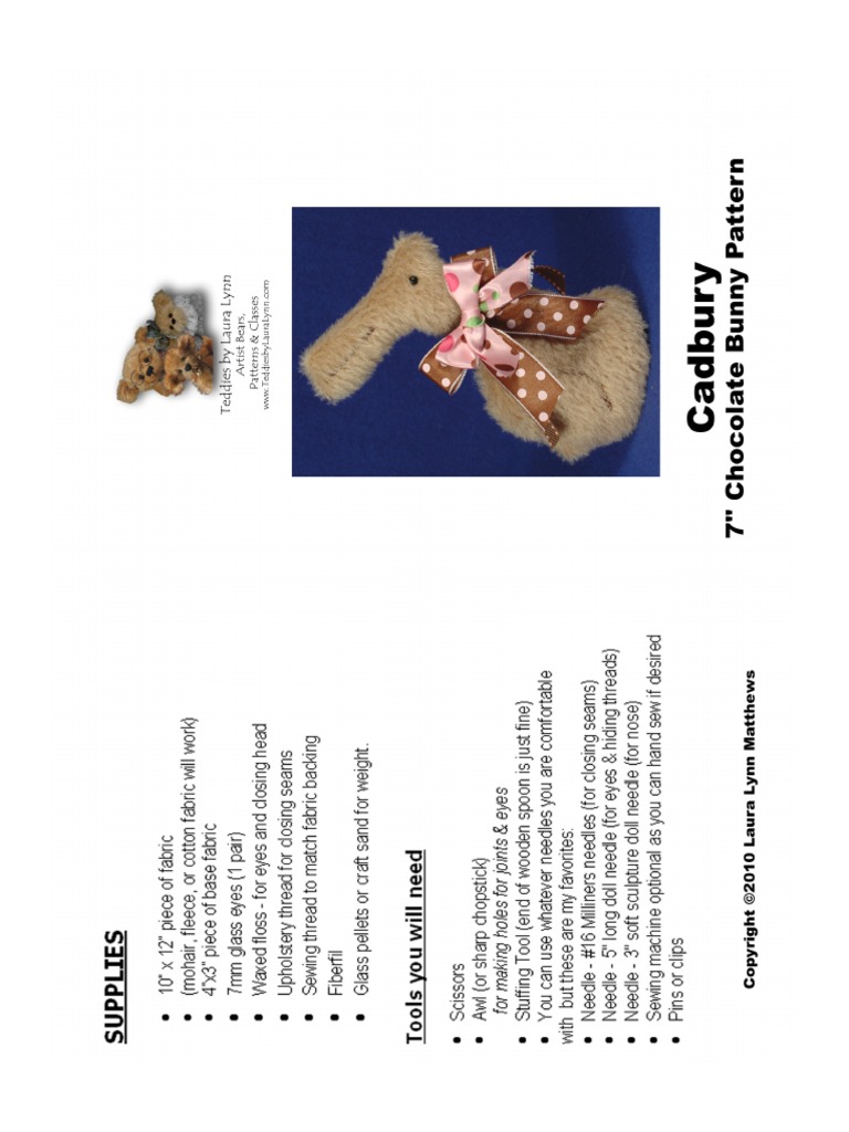 Cadbury Bunny Pattern | PDF | Seam (Sewing) | Sewing