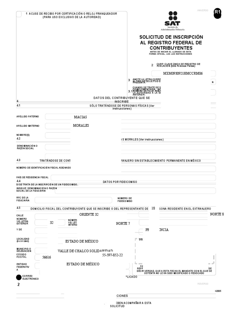 Formato R1 para Inscripción RFC | PDF | Instituciones sociales ...