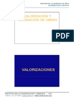 Valorización y liquidación de obras