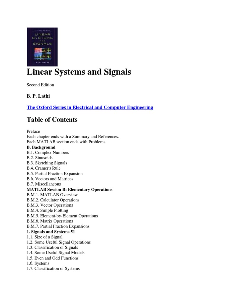 Linear Systems and Signals B P Lathi PDF