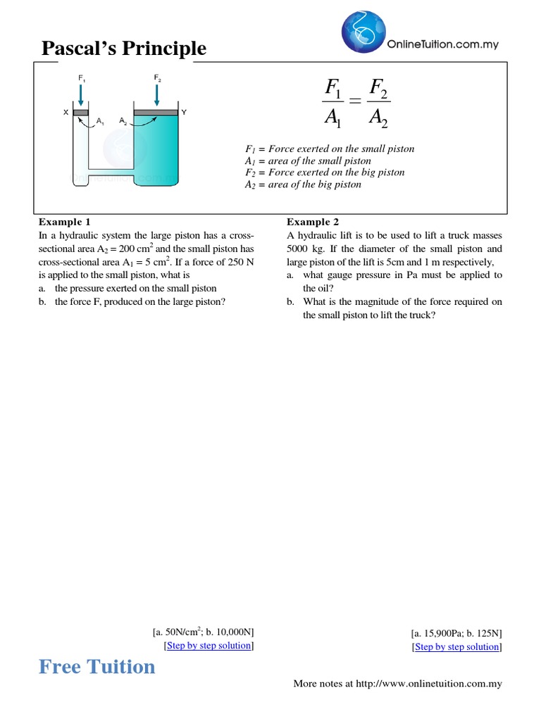 Hydraulic Systems & Pascal's Principle | PDF | Home & Garden | Science ...