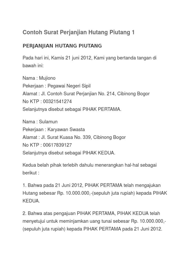 Contoh Surat Batalkan Perjanjian