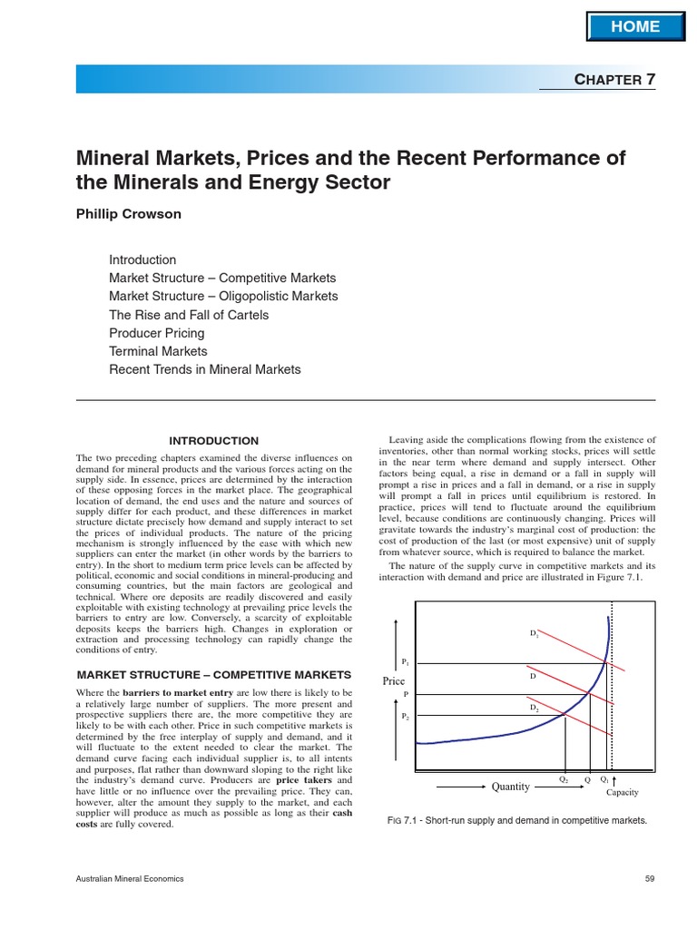 CL3 Minerals Markets Prices and The Recent Performance of The Mineral