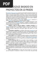 Aprendizaje Basado en Proyectos en 10 Pasos