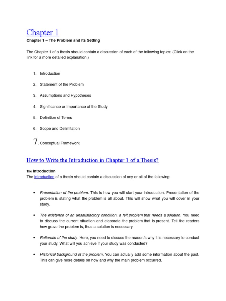 Thesis Chapter 1: Problem Overview Guide | PDF | Hypothesis | Null ...