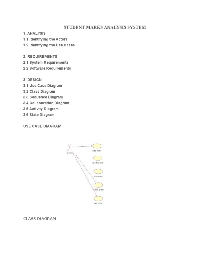 Student Marks Analysis System Class Diagram PDF