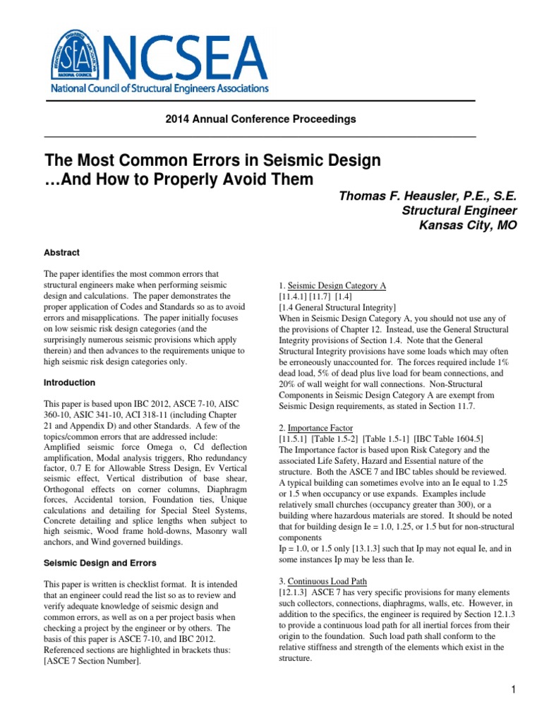 Seismic Design Considerations Pdf Force Strength Of Materials