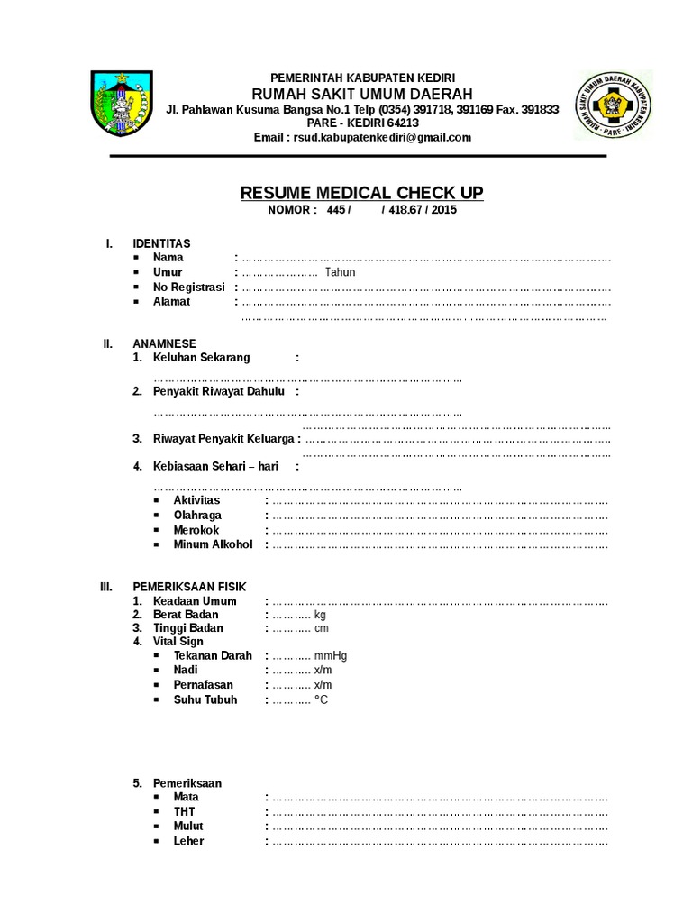 Resume Medical Check Up