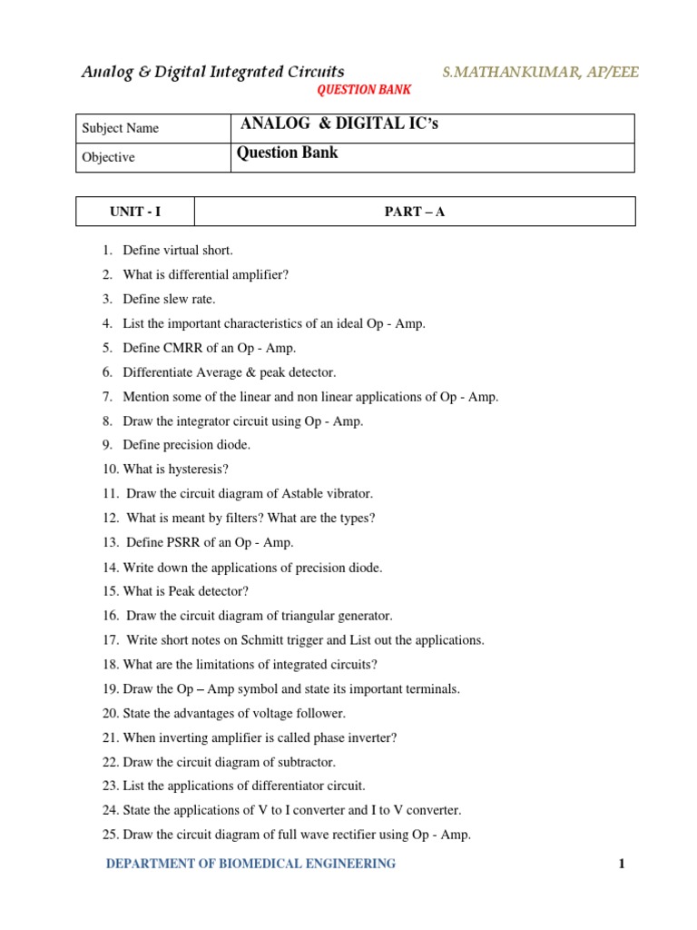 Analog & Digital IC Question Bank | PDF | Analog To Digital Converter ...