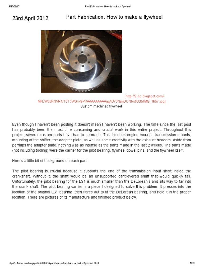 Fabricating a Custom Flywheel | PDF | Metal Fabrication | Industrial ...