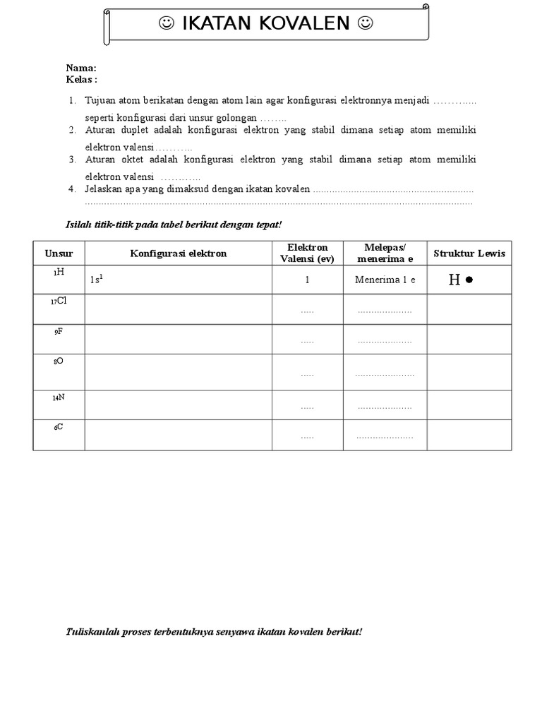 Lembar Kerja Siswa Ikatan Kovalen | PDF