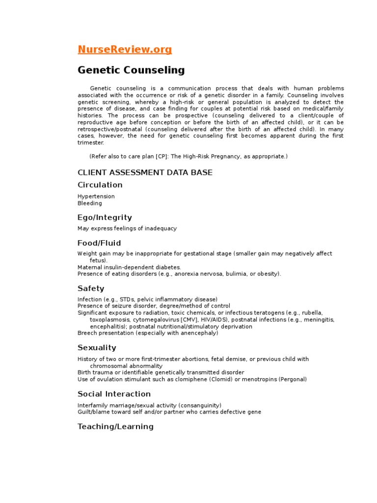 Genetic Counseling | PDF | Genetic Disorder | Pregnancy