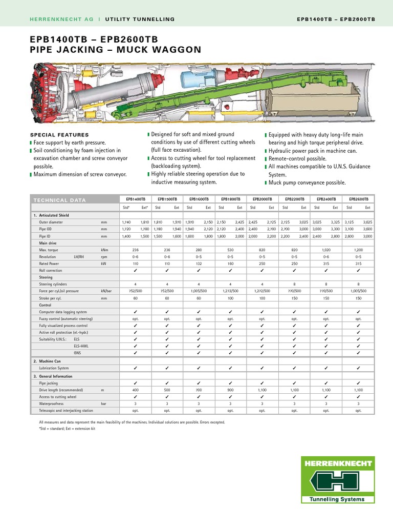 EPB Tunneling Machine Specifications | PDF | Technology & Engineering