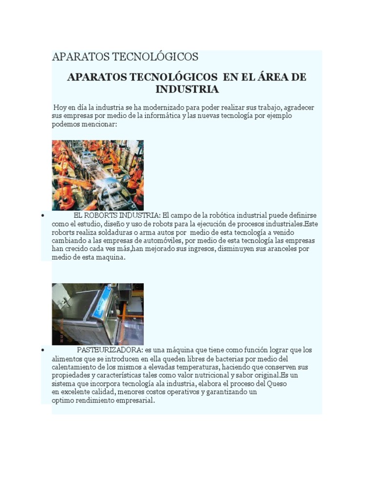 Aparatos Tecnológicos | PDF | Industrias | Impresora (Computación)